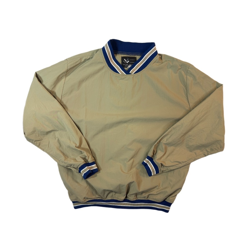 Logo Visions Bomber Jacket Mens Beige Vintage 80s Streetwear